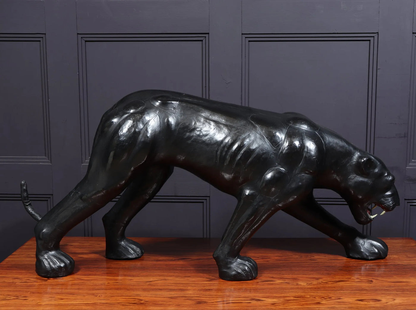 Large Leather Clad Panther Sculpture