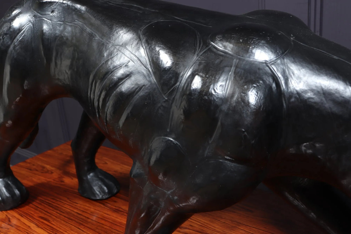 Large Leather Clad Panther Sculpture