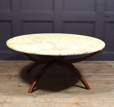 Swedish Mid Century Rosewood and Marble Spider Coffee Table