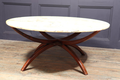 Swedish Mid Century Rosewood and Marble Spider Coffee Table