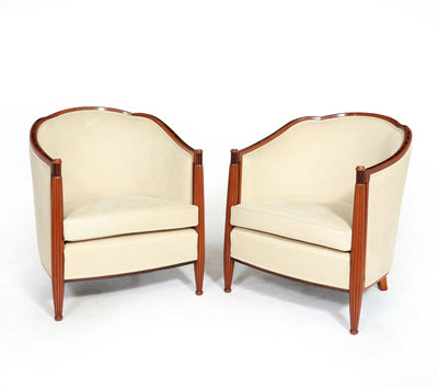 Pair of French Art Deco Armchairs Macassar Ebony