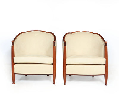 Pair of French Art Deco Armchairs Macassar Ebony front