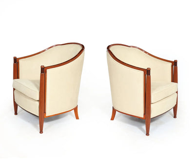 Pair of French Art Deco Armchairs Macassar Ebony side