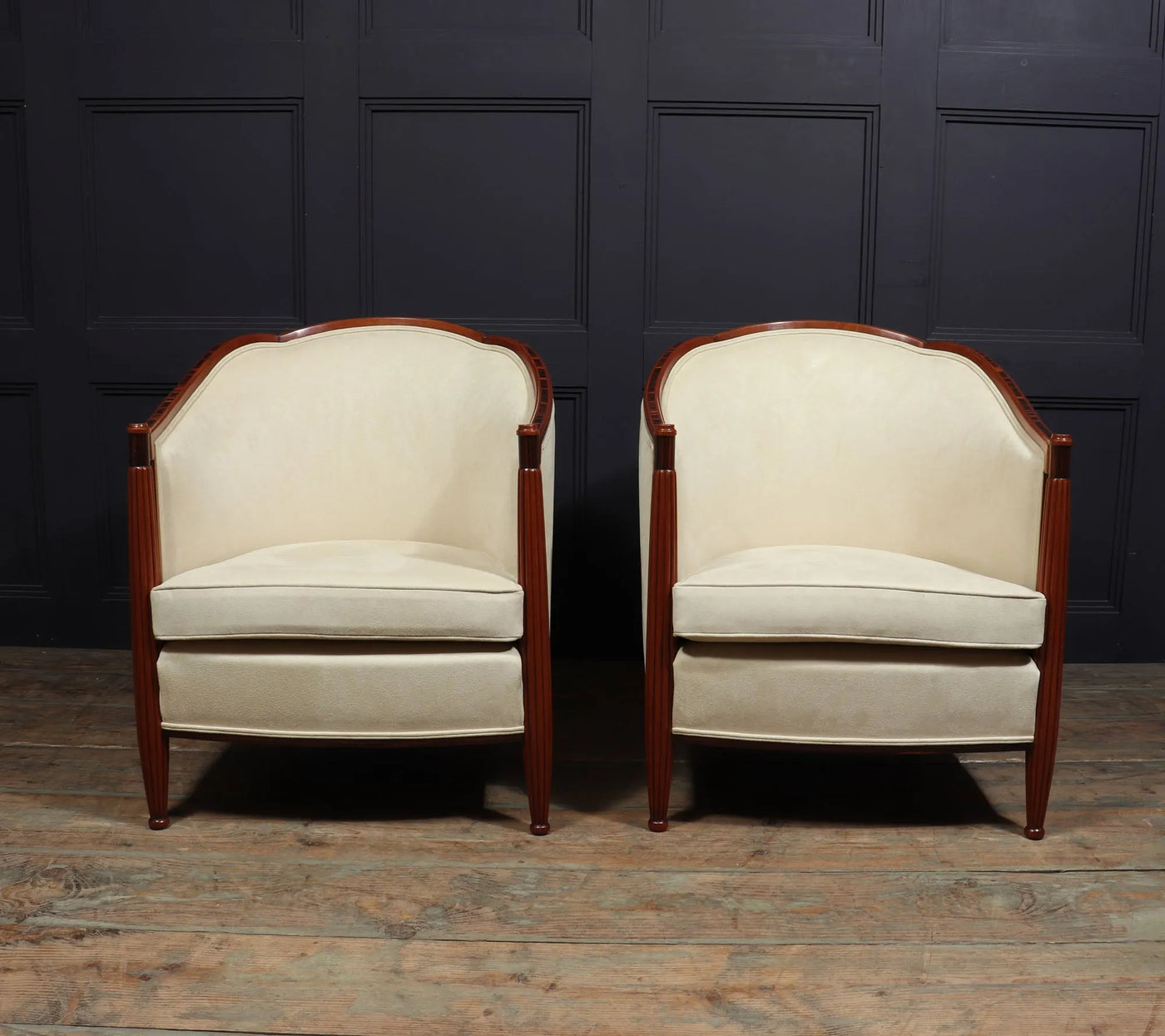 Pair of French Art Deco Armchairs Macassar Ebony