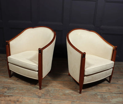 Pair of French Art Deco Armchairs Macassar Ebony