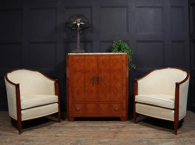 Pair of French Art Deco Armchairs Macassar Ebony