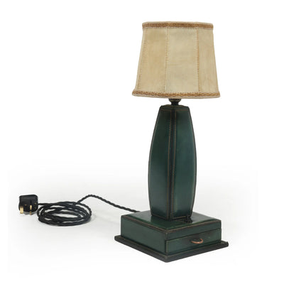 Stitched Leather Table Lamp by Jacques Adnet