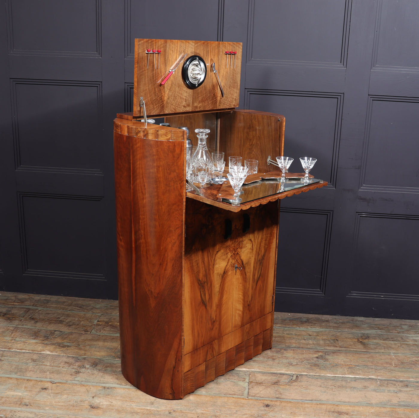 Art Deco Walnut Cocktail Cabinet c1930