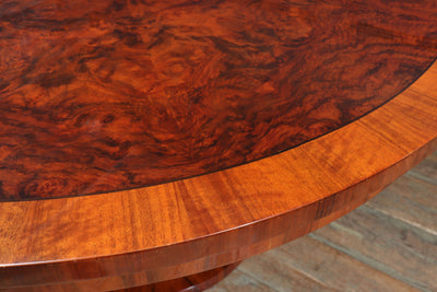 Art Deco Large Round Dining Table in Walnut