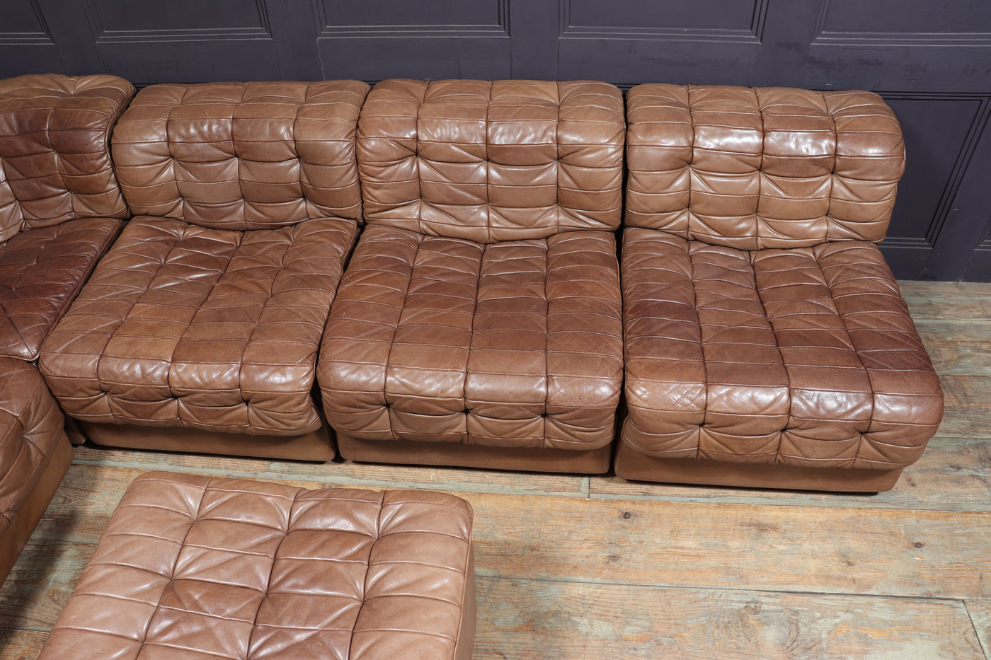 Mid century DS11 Modular Sofa in Tan Leather by De Sede
