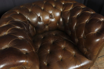 Pair of Brown Leather Chesterfield Club Chairs