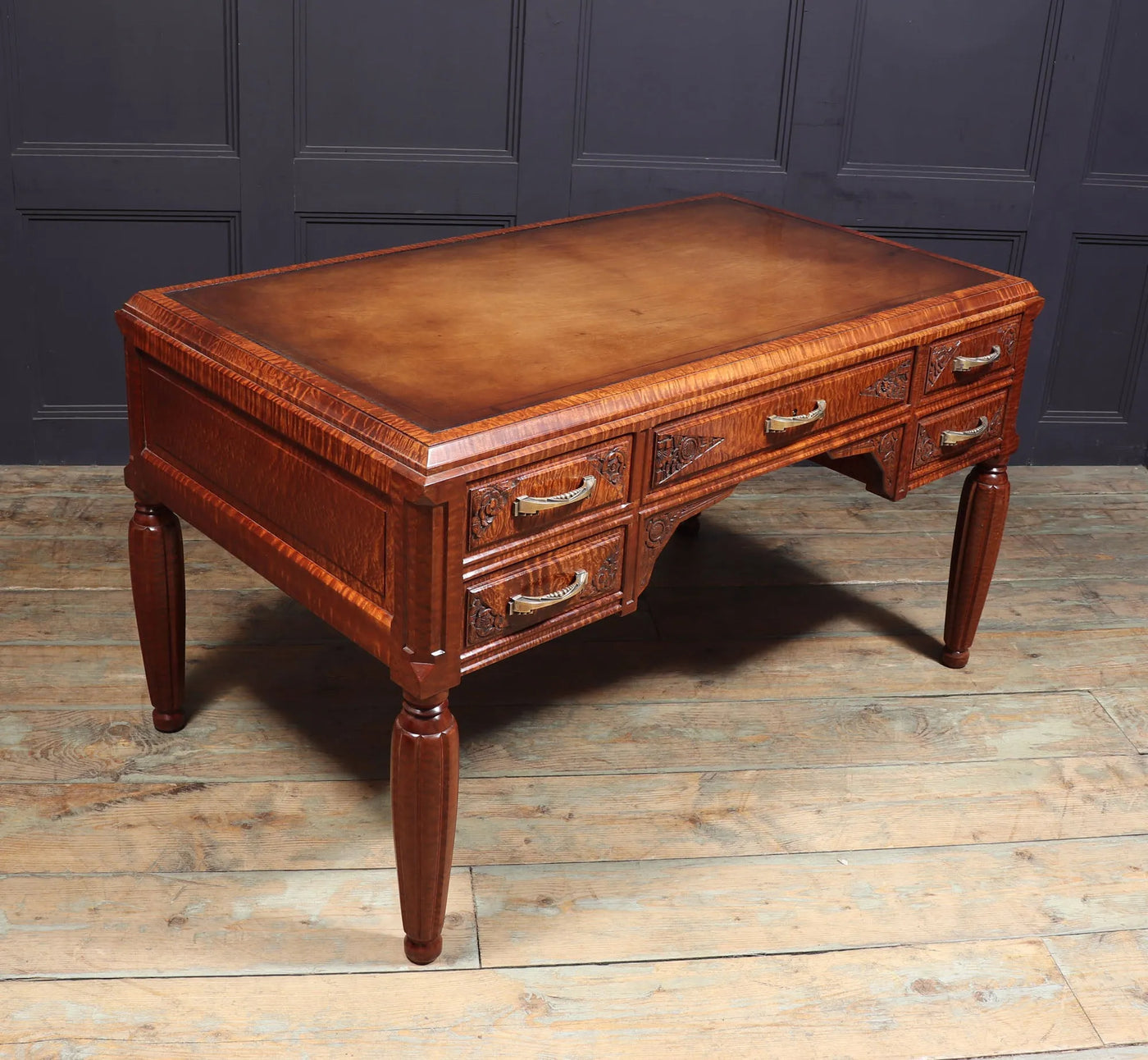 French Art Deco Desk in Pomelle Sapele