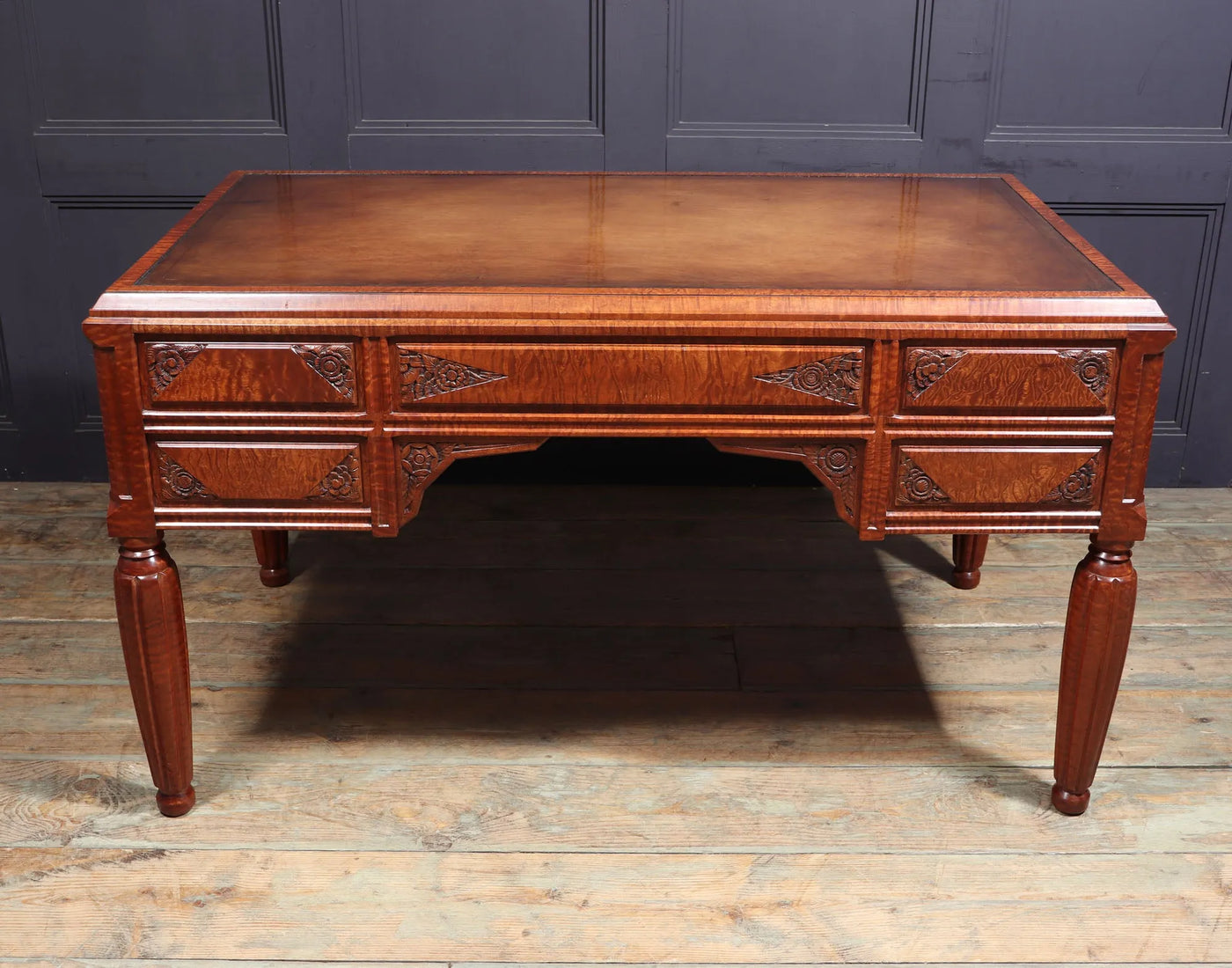 French Art Deco Desk in Pomelle Sapele