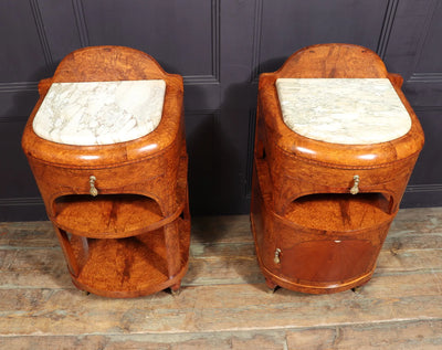 Pair of Art Nouveau Bedside Cabinets in Amboyna c1900