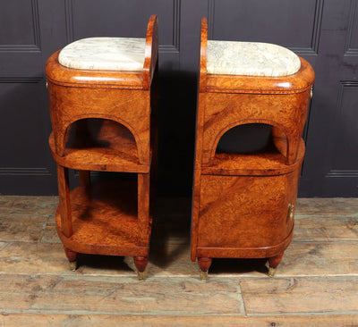 Pair of Art Nouveau Bedside Cabinets in Amboyna c1900