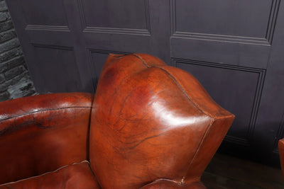 Pair of Moustache Back French Leather Club Armchairs