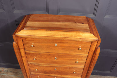 French Art Deco Tall Walnut Chest of Drawers