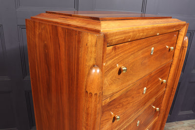 French Art Deco Tall Walnut Chest of Drawers