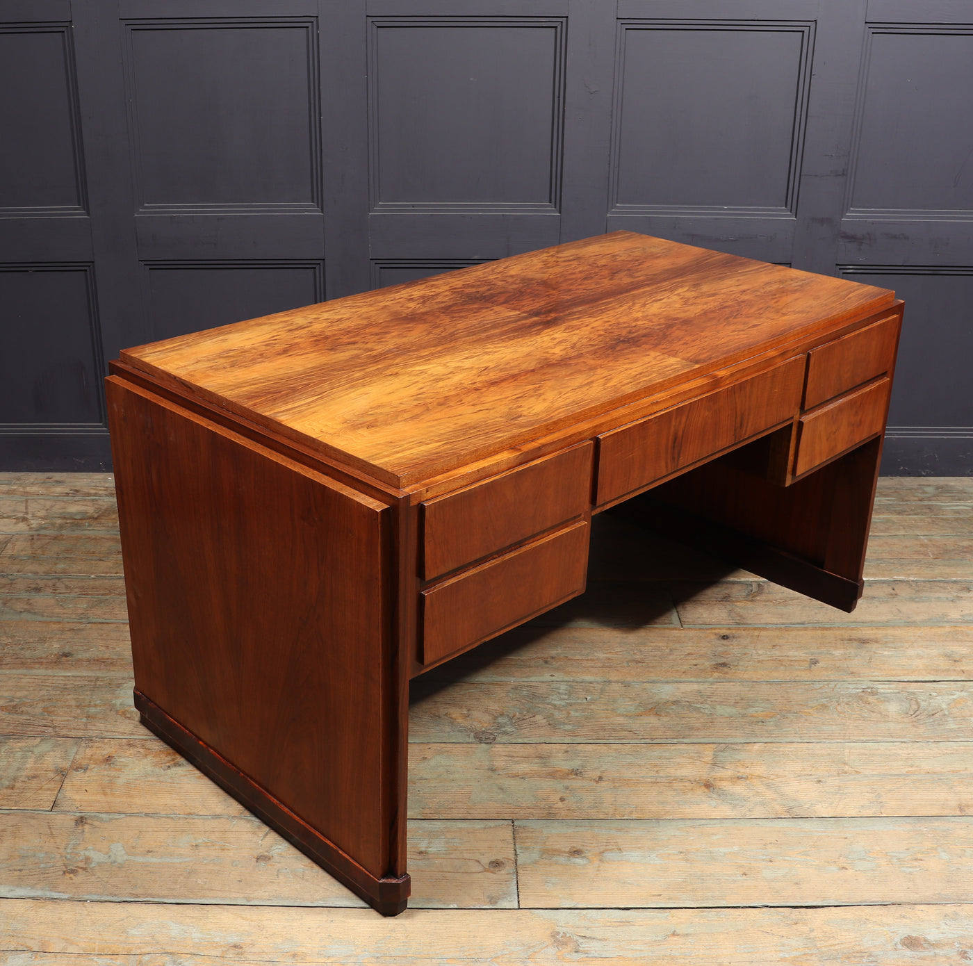 French Art Deco Walnut Desk