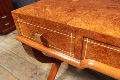 French Art Deco Writing Table in Amboyna