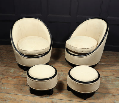 French Art Deco Salon Chairs Manner of Ruhlman c1925