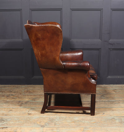 Vintage Brown Leather Wing Chair