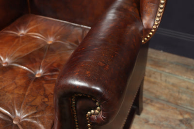 Vintage Brown Leather Wing Chair
