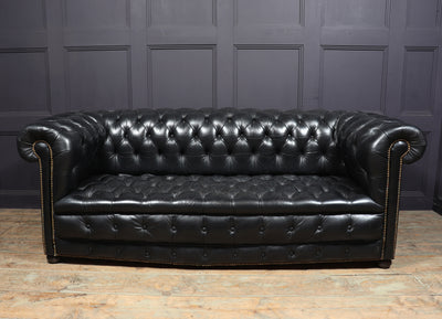 Black leather Buttoned seat Chesterfield Sofa