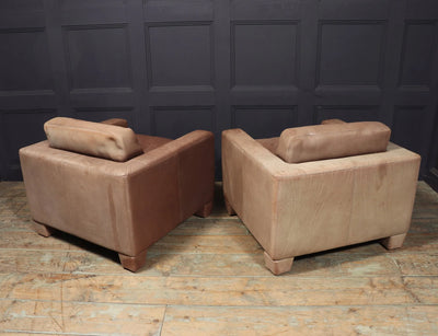 A Pair of Brown leather DS17 Armchairs by DeSede