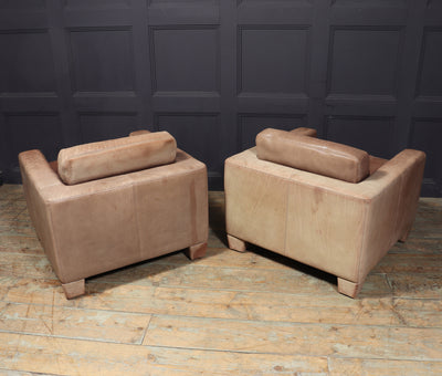 A Pair of Brown leather DS17 Armchairs by DeSede