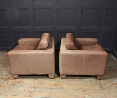 A Pair of Brown leather DS17 Armchairs by DeSede