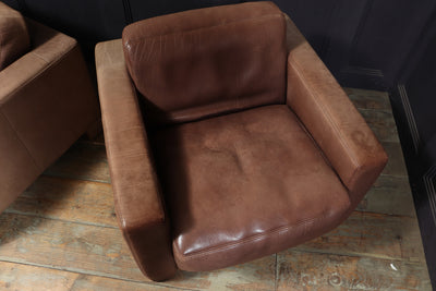 A Pair of Brown leather DS17 Armchairs by DeSede