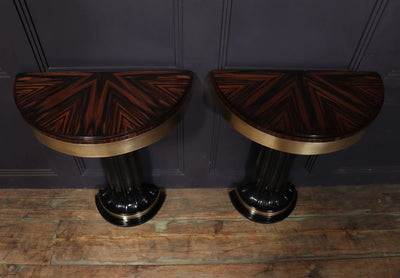 Pair of Italian Art Deco Console Tables in Macassar Ebony