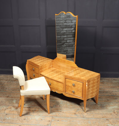 French Art Deco Dressing Table and Stool in Sycamore