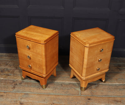 Pair of French Art Deco Bedside Chests in Sycamore