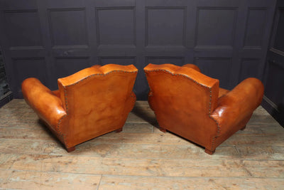 Pair of French Moustache back Club Armchairs