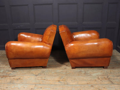 Pair of French Moustache back Club Armchairs