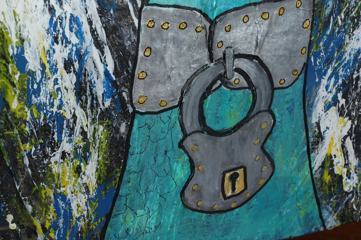 Locked Away mixed media on Canvass by Terry Thomas