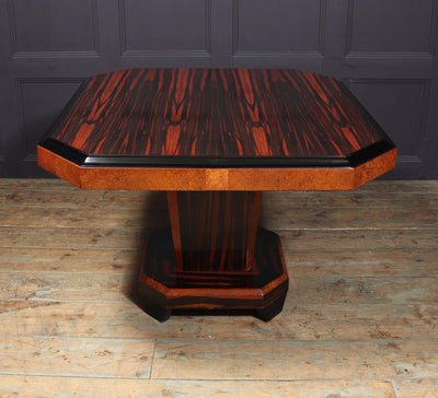 French Art Deco Dining Table in Macassar Ebony and Amboyna