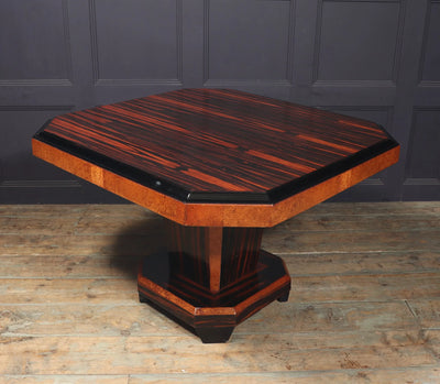 French Art Deco Dining Table in Macassar Ebony and Amboyna