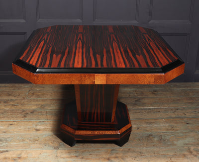 French Art Deco Dining Table in Macassar Ebony and Amboyna