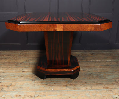 French Art Deco Dining Table in Macassar Ebony and Amboyna