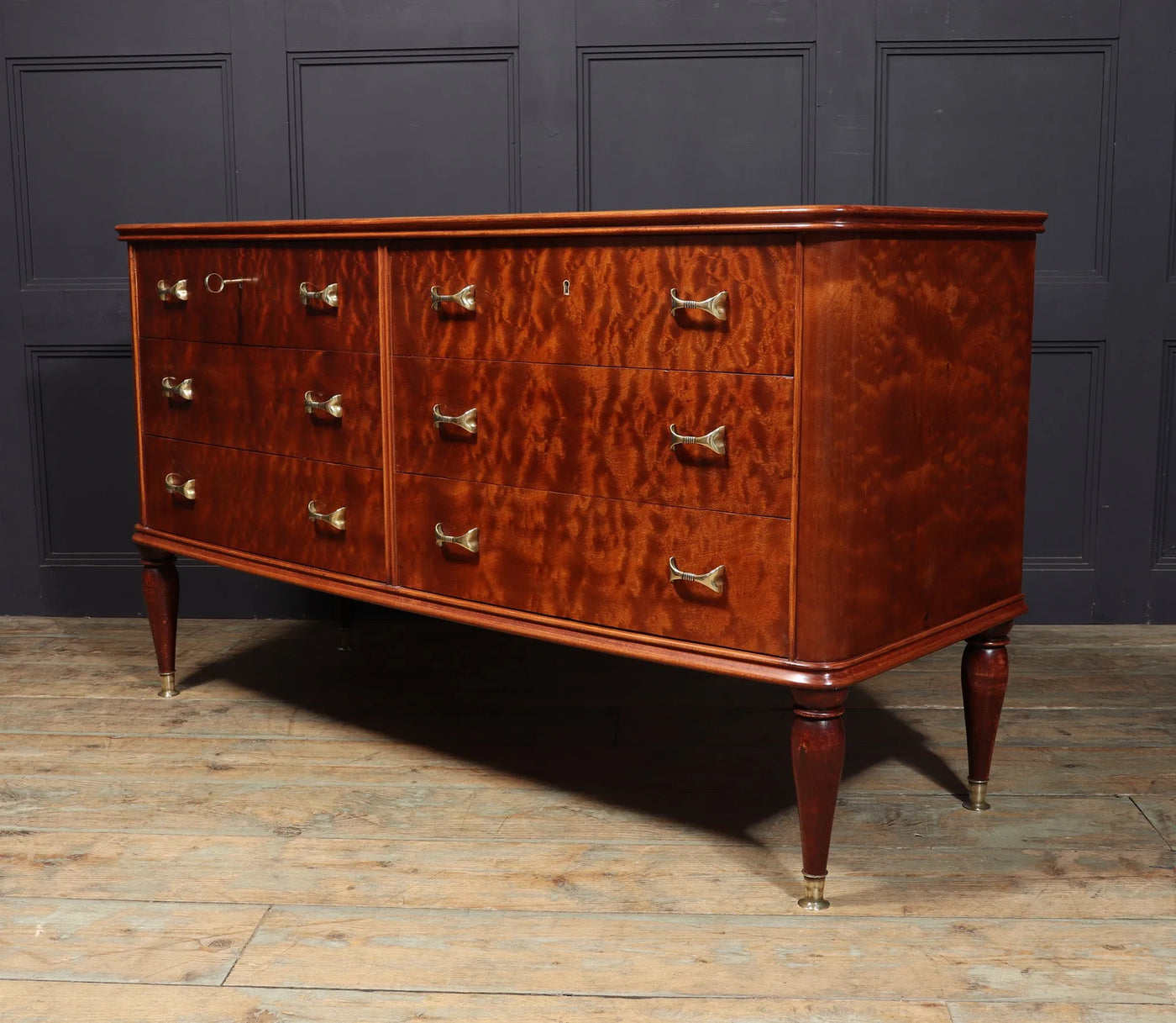 Mid century Chest of drawers in Pommelle Sapele by Dassi