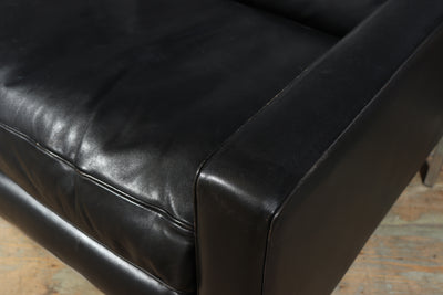 Scandinavian Mid Century Modern Black Leather Sofa