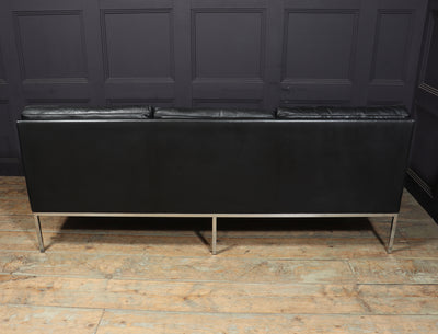 Scandinavian Mid Century Modern Black Leather Sofa