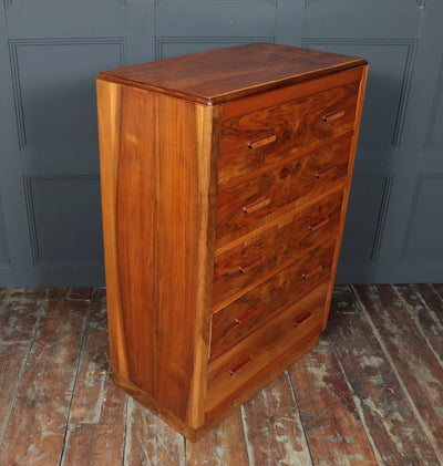 Large Art Deco Figured Walnut Chest of Drawers