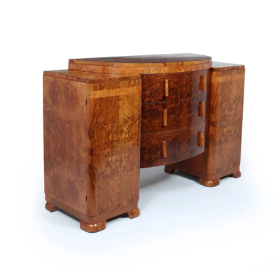 English Art Deco Burr Walnut Sideboard