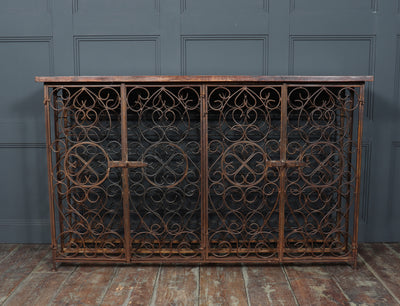 Vintage Wrought Iron French Wine Rack Cabinet