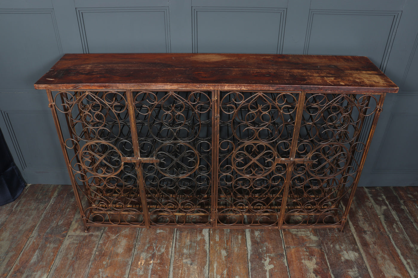 Vintage Wrought Iron French Wine Rack Cabinet