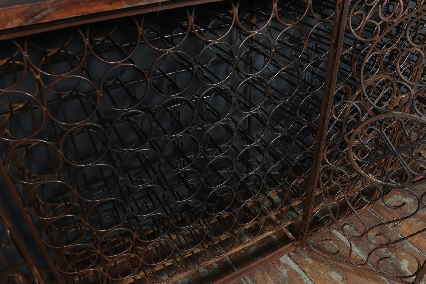 Vintage Wrought Iron French Wine Rack Cabinet